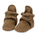 Zutano Unisex Cozie Fleece Baby Booties with Grippers, Baby Essentials, Mocha Heather, 18 Months