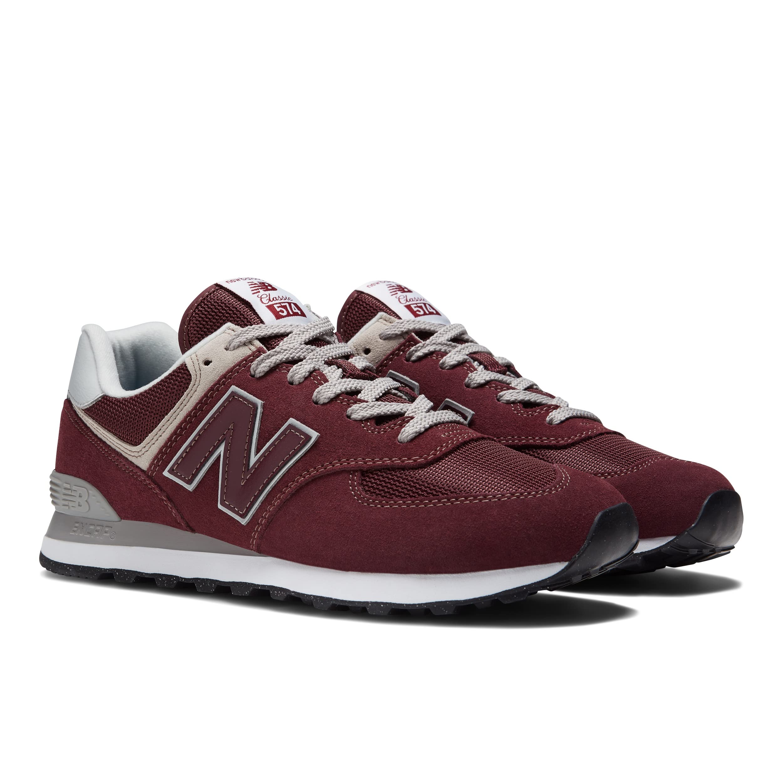 New Balance Men's 574 Core Sneaker, Burgundy/White, 9