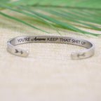 JoycuFF Inspirational Gifts for Women Birthday Gift Ideas Personalized Bracelets for Her Engraved Mantra Stainless Steel Cuff Br