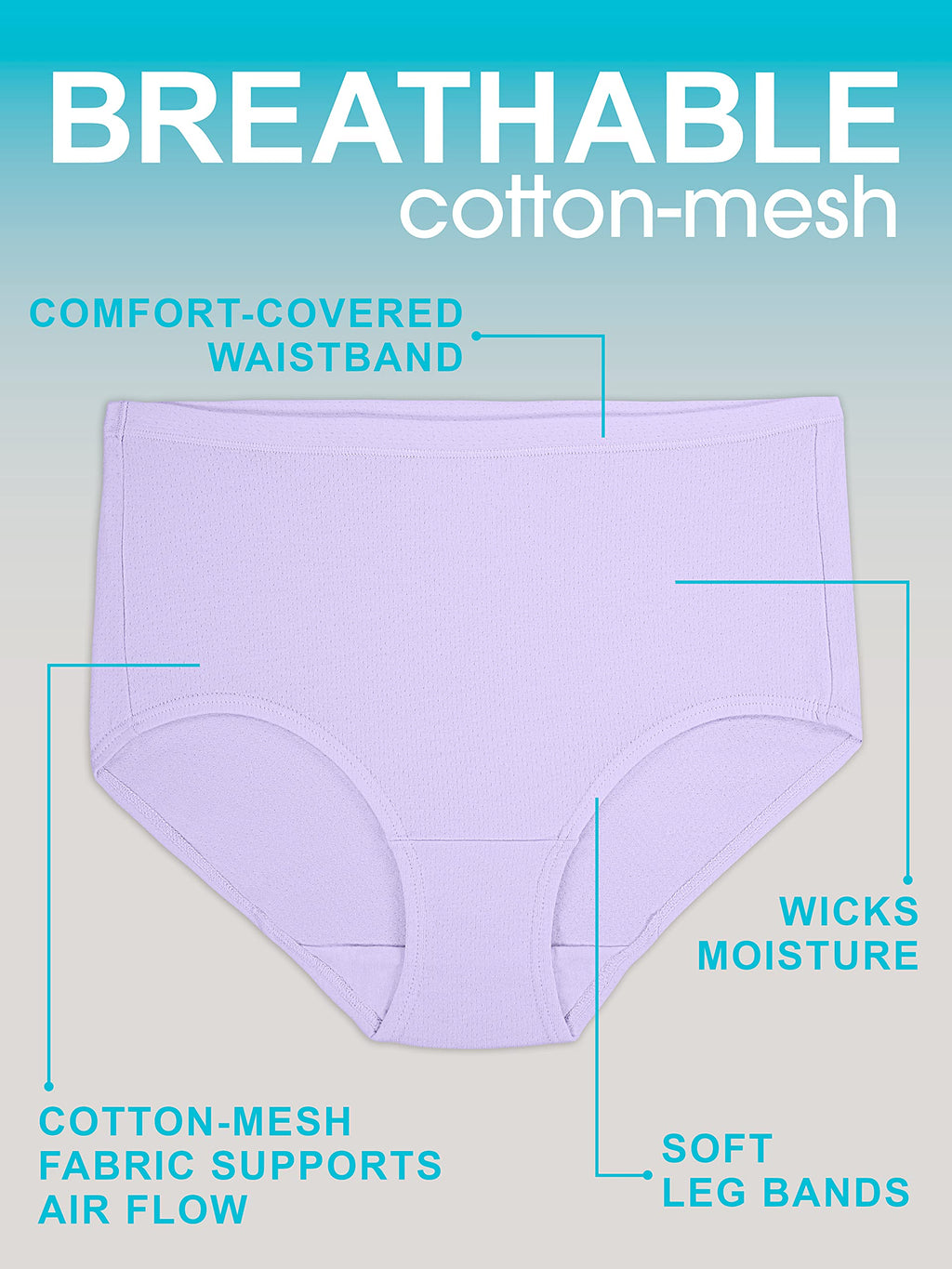 Fruit Of The Loom Womens Breathable Underwear, Moisture Wicking Keeps You Cool & Comfortable, Available In Plus Size Briefs, Cot