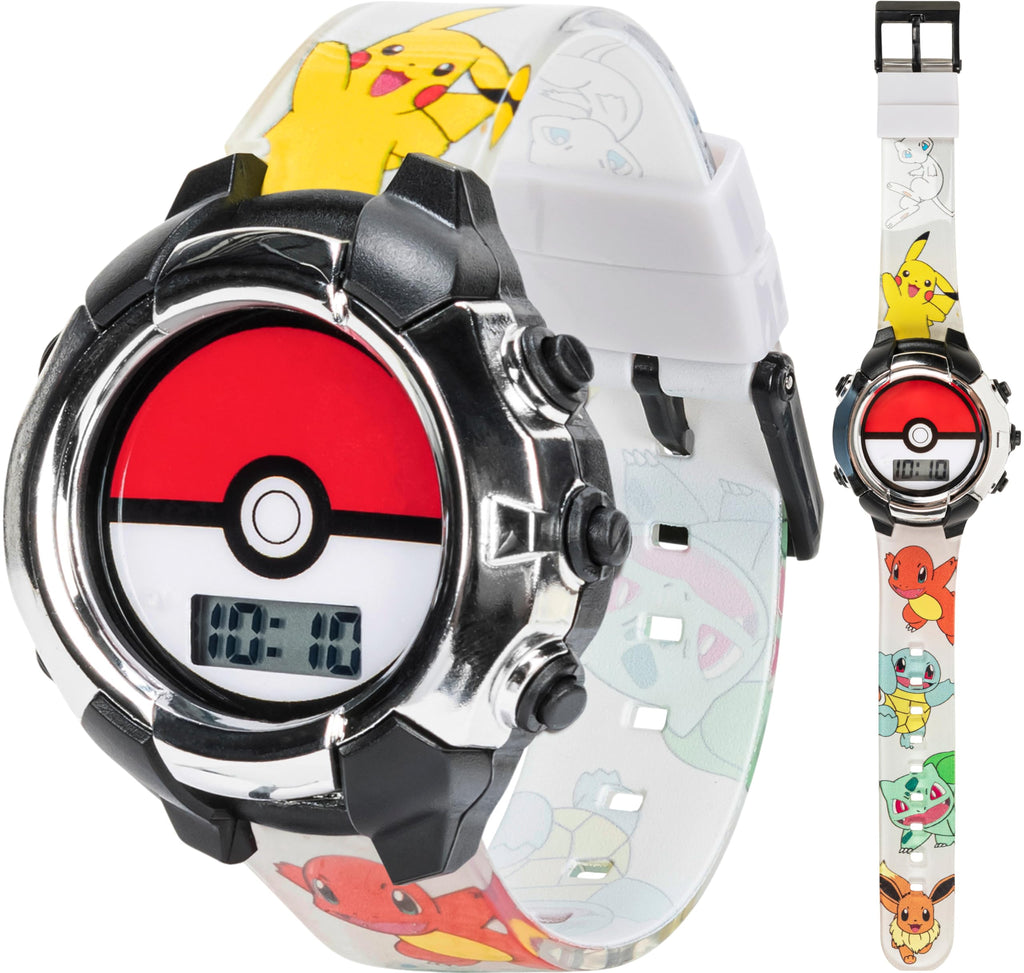 Accutime Kids Pokemon Pokeball Digital LCD Quartz Wrist Watch with Multicolor Strap, Cool Inexpensive Gift & Party Favor for Boy