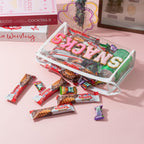 Y1tvei Large Clear SNACKS Pouch - Preppy Patch Rose Red Chenille Varsity Letter PVC Transparent Extra Large Cosmetic Makeup Bag