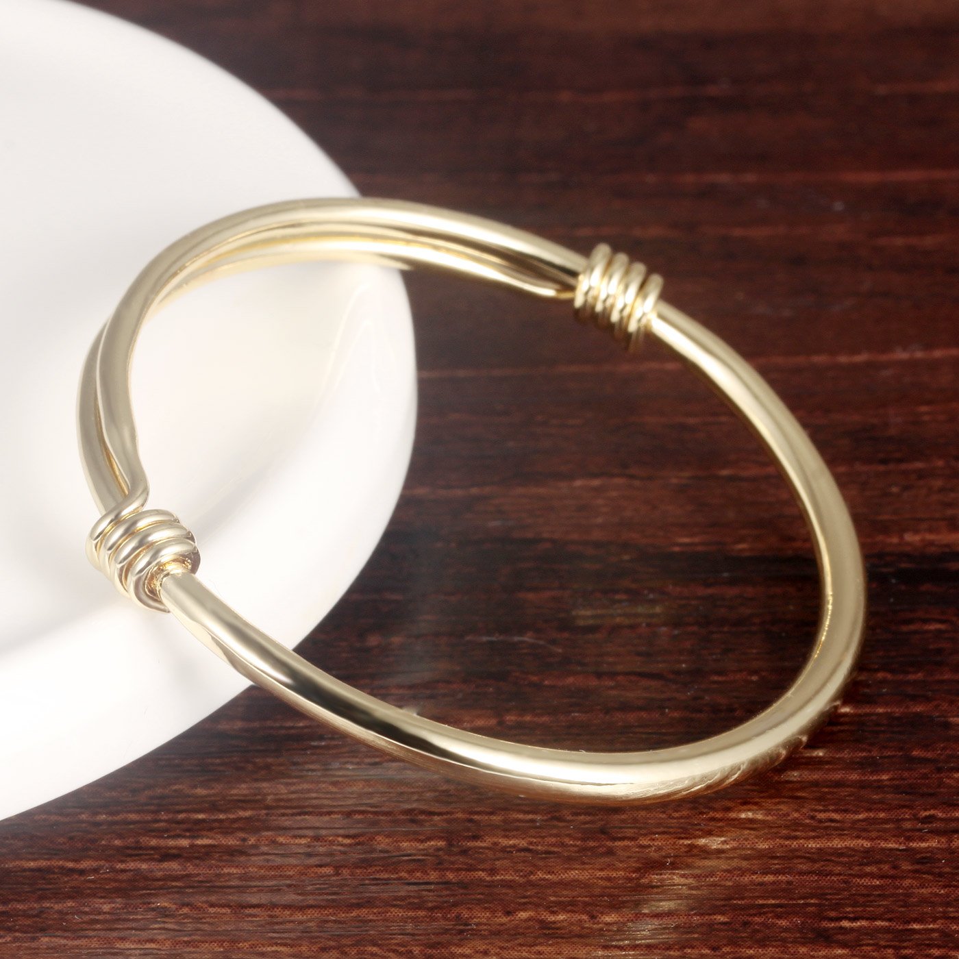 Children Jewelry 18k Gold Plated Bangle Bracelet for Toddlers Gift Safe Easy Adjustable 4.7 - 5.9 (A: 1 Pcs(Style 1))