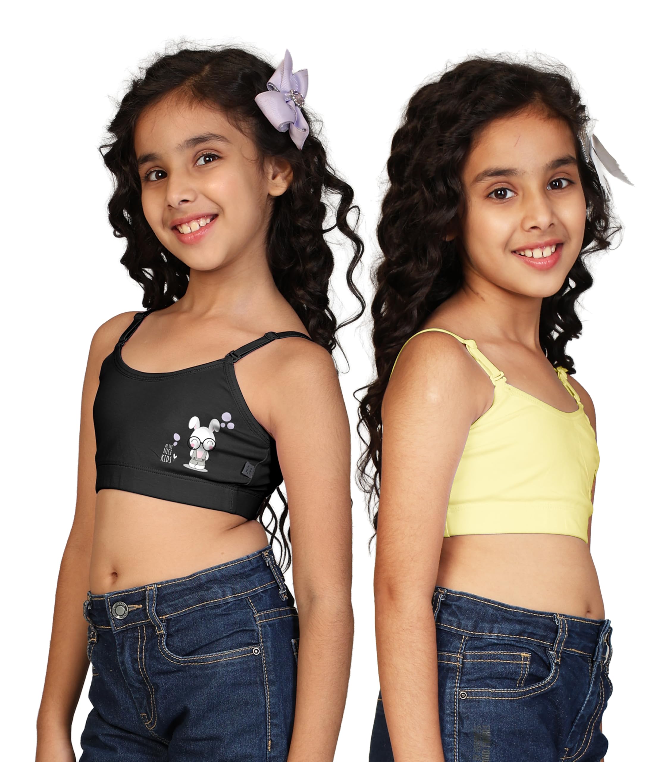 Kyda Kids Girls Antibacterial Printed Cotton Non Padded, Beginners Bra For Girls