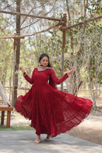 Fashion Basket Georgette Anarkali Kurta Set For Women Maroon