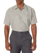 Red Kap Mens Standard Industrial Work Shirt, Regular Fit, Short Sleeve, Light grey, Large