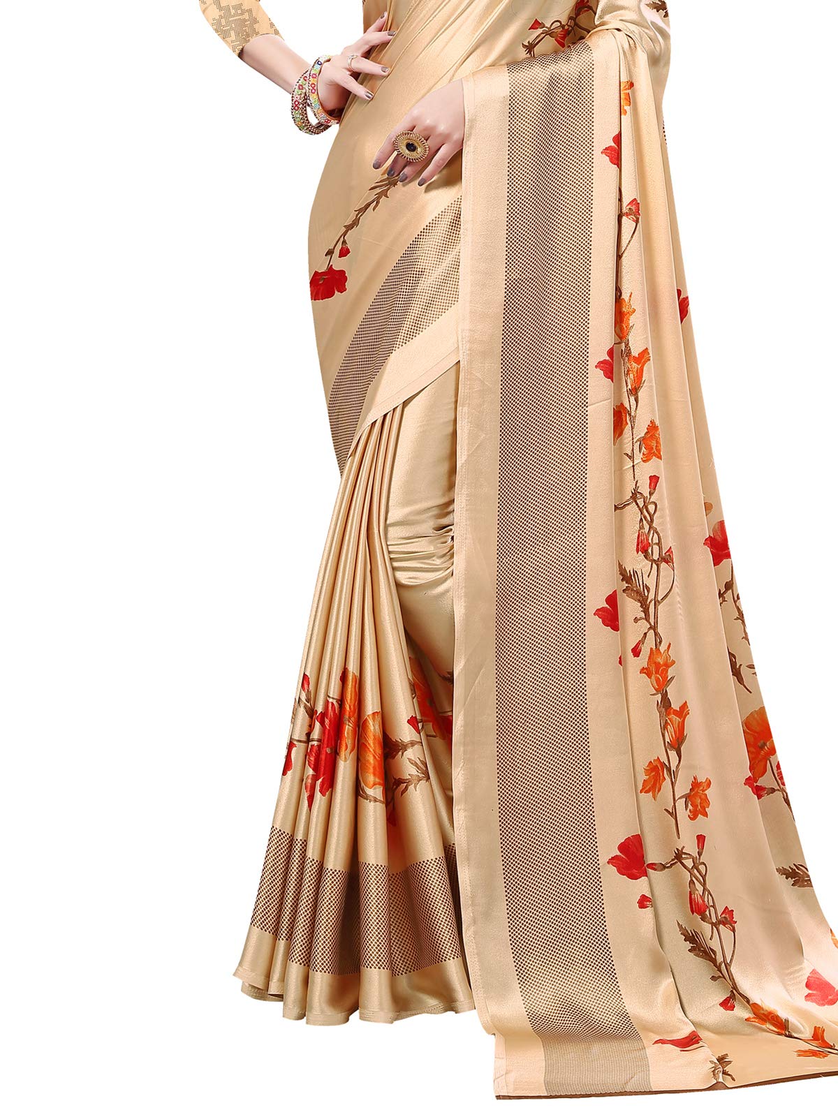 Satrani Womens Crepe Saree With Blouse Piece
