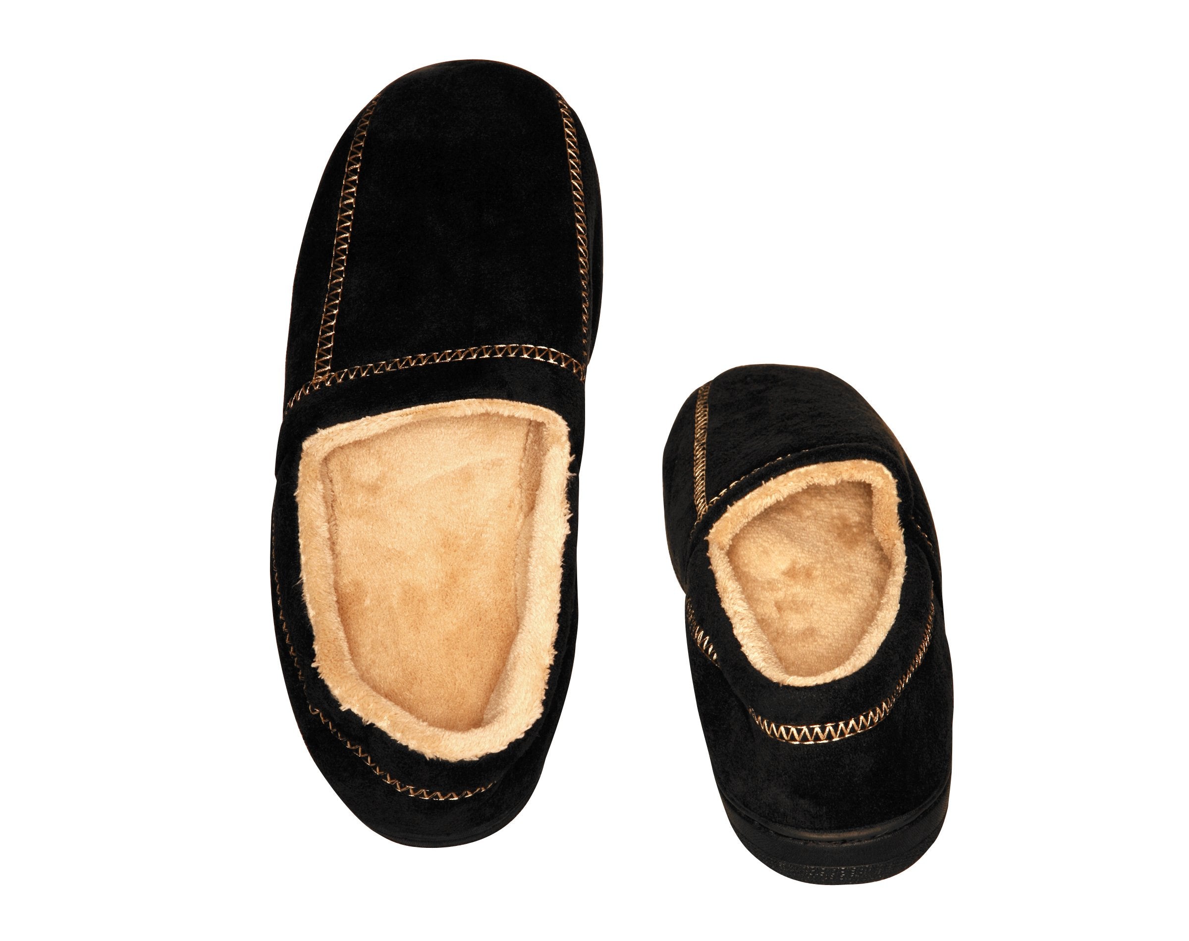 Living Healthy Products MSFS-003-910 Medium 9-10 Suede Fleece Mens Slipper in Black