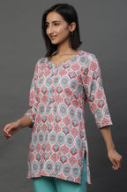 Aurelia WomenS Cotton Floral Regular Kurti (24Fea30415_Pink