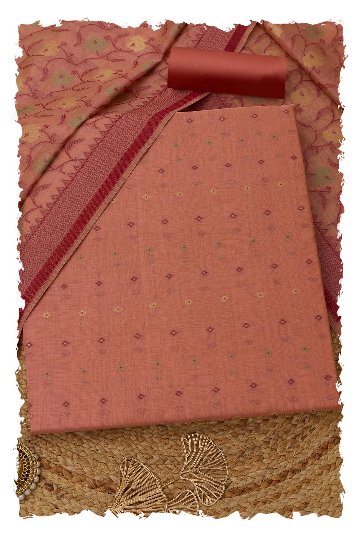 Soch Women Chanderi Woven Design Dress Material with Na