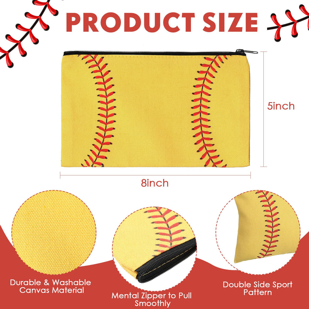 Eccliy 20 Pcs Sport Makeup Bag Sport Cosmetic Bag Canvas Gifts Softball Volleyball Football Baseball Tennis Accessories for Wome