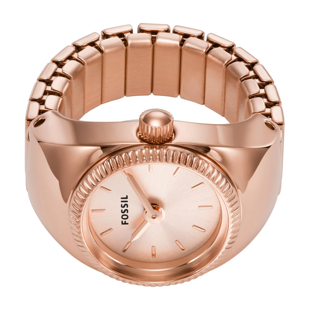 Fossil Women's Quartz Stainless Steel Two-Hand Watch Ring, Color: Rose Gold (Model: ES5247)