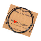JoycuFF Daughter Gifts from Mom Dad Morse Code Bracelets for Women Unique Handmade Christmas Graduation Birthday Gift for Her Da