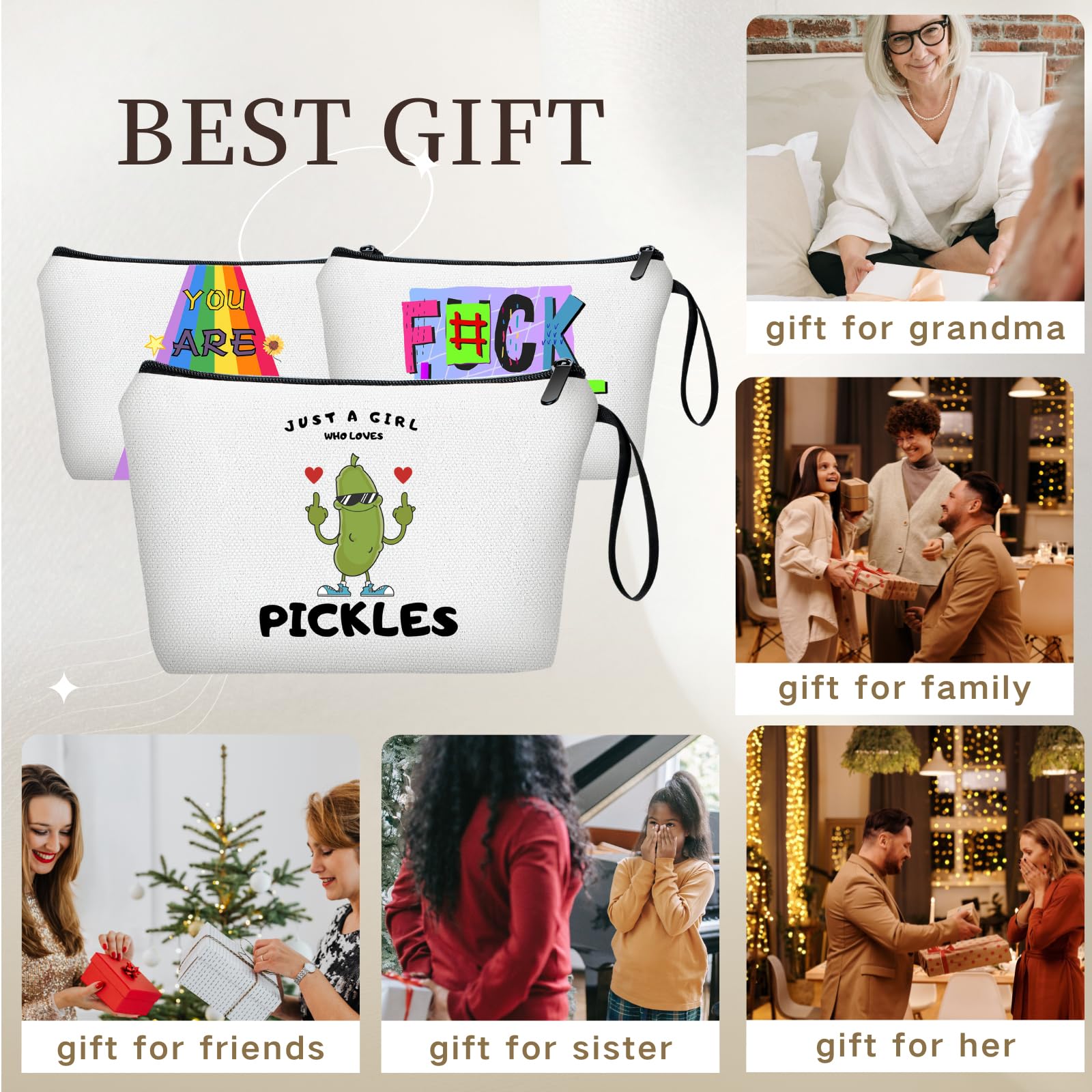Pickle Gifts,Funny Pickle Cosmetic Bag,Pickle Food Costume Party decorations Gift,Just A Girl Who Loves Pickles Makeup Bag,Pickl