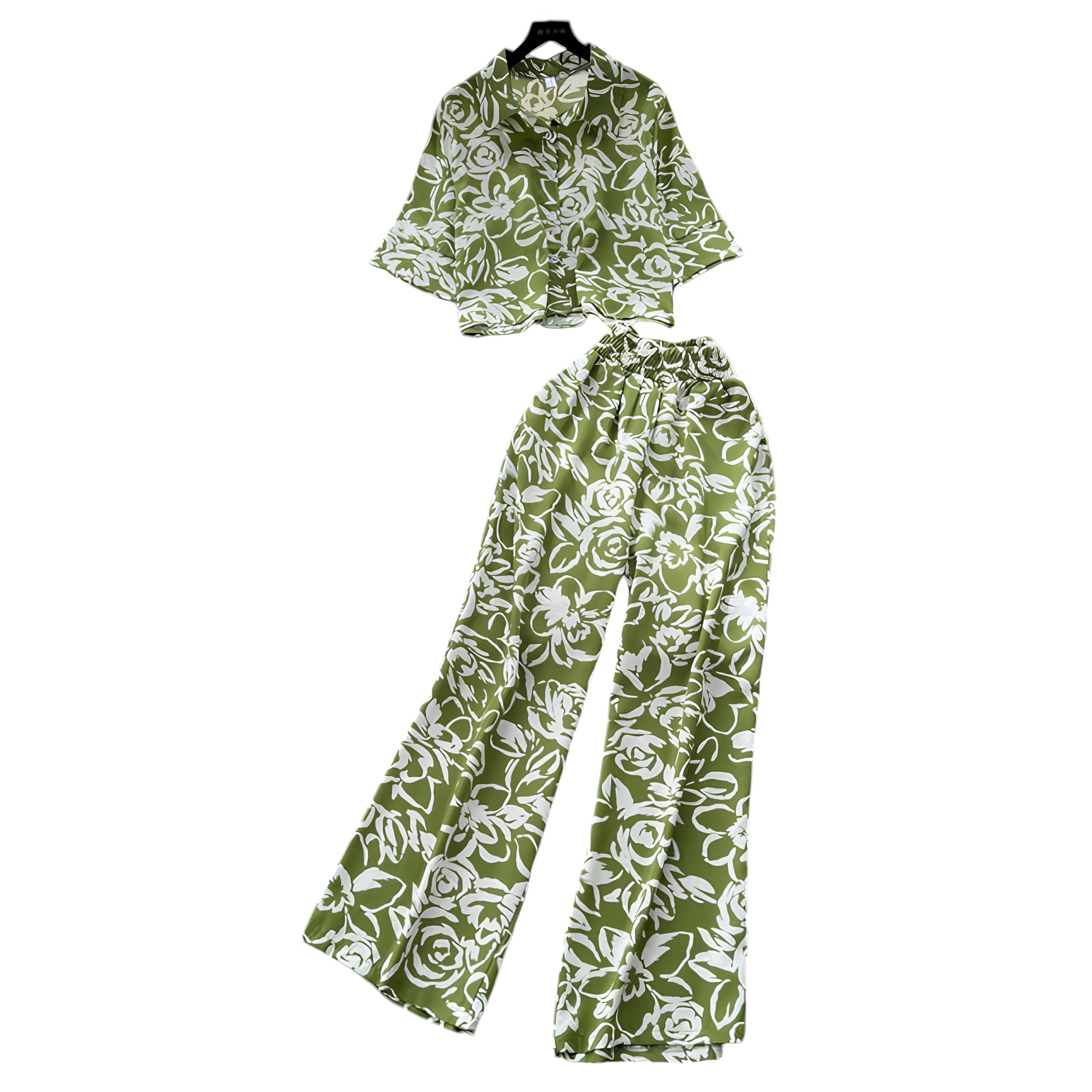 Gufrina Women For Co Ord Set|| Oversize Shirt|Shirt Collar Top| Flora Co-Ord Set For Women Print|Button-Down Casual Wear For Wom