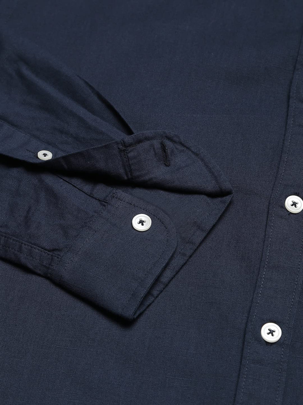 Dennis Lingo MenS Cotton Solid Slim Fit Casual Shirt With Pocket, Roll Up Full Sleeve Shirt For Formal & Casual Wear (C615_Navy