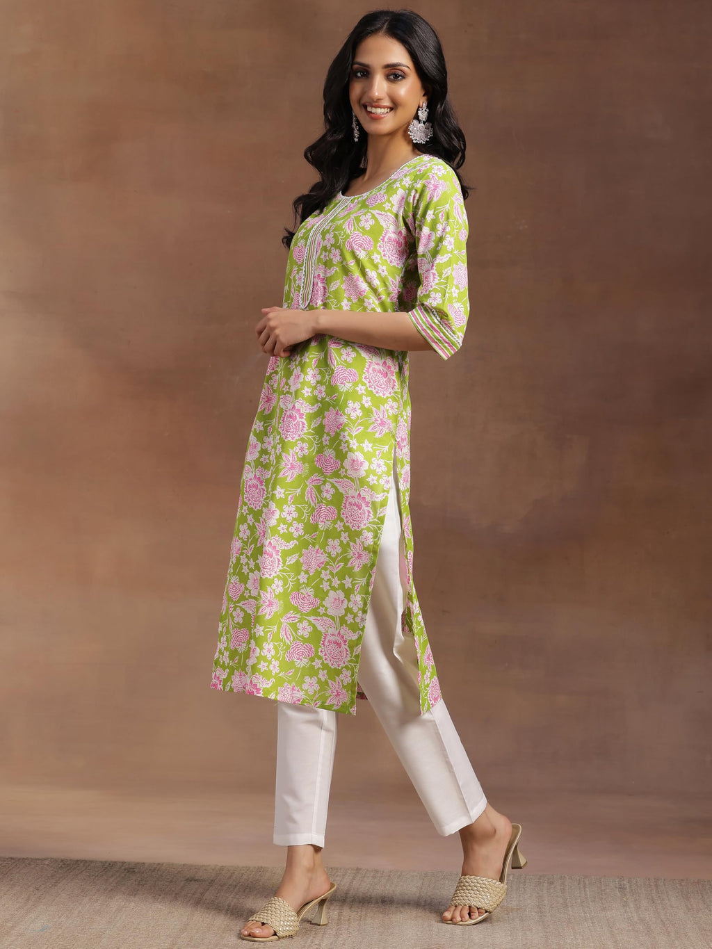 Libas WomenS Cotton Printed Straight Kurta (29050R Green
