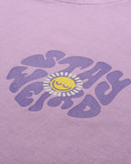 Juneberry Oversize Loose Baggy Fit Drop Shoulder Cool And Stylish Latest Stay Weird Pocket Print Design Lilac Half Sleeve T-Shir