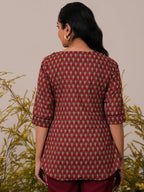 Libas Maroon Printed A-Line Cotton Kurtis