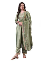 Pratham Blue WomenS Silk Embroidered Anarkali Kurta Palazzos With Dupatta |Kurta Set For Women |Women Kurta |Women Embroidered 