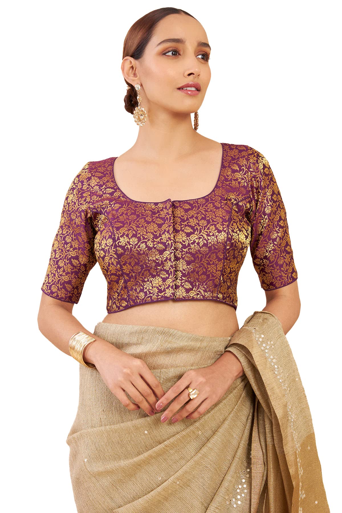 Soch Purple Art Silk Blouse with Woven Floral Designs