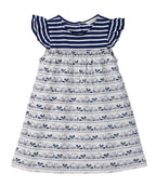 MIX-MEDIA ELEPHANT PRINT DRESS NAVY