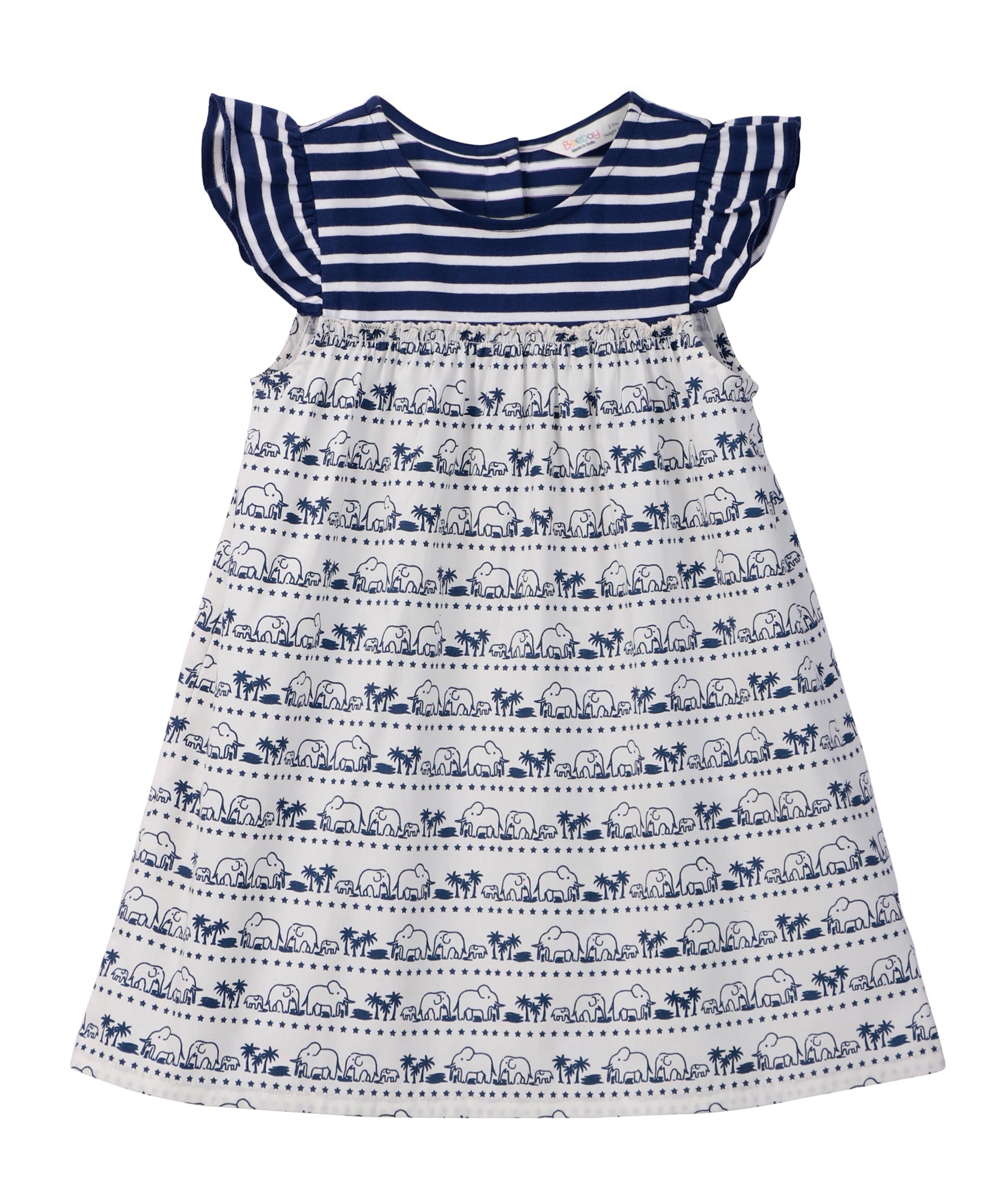 MIX-MEDIA ELEPHANT PRINT DRESS NAVY