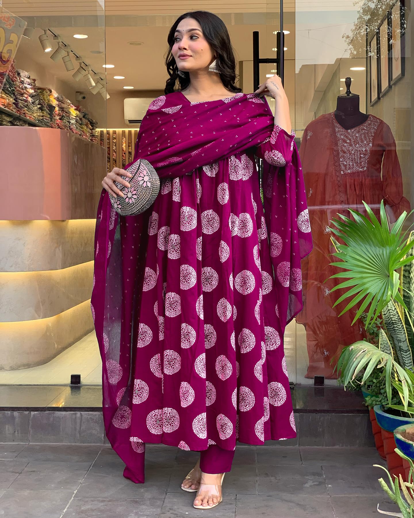 Toochki Gown For Women Wedding | Three Piece Dress For Womens Long | Anarkali Dresses | Ethnic Dark Pink Gowns | Anarakali Suit