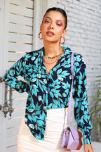 POPWINGS Printed Full-Sleeves Regular-Fit Polyester Printed Shirt for Women Stylish Western Casual Wear