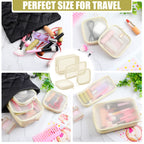 Weewooday 4 Pcs Mesh Makeup Bag Mesh Cosmetic Bag Travel Toiletry Bag Pouch with Zipper Mini Portable Makeup Cosmetic Travel Toi
