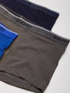 2(X)IST Men's Cotton Stretch No Show Trunk 3-Pack, Eclipse/Lead/Dazzling Blue, Medium