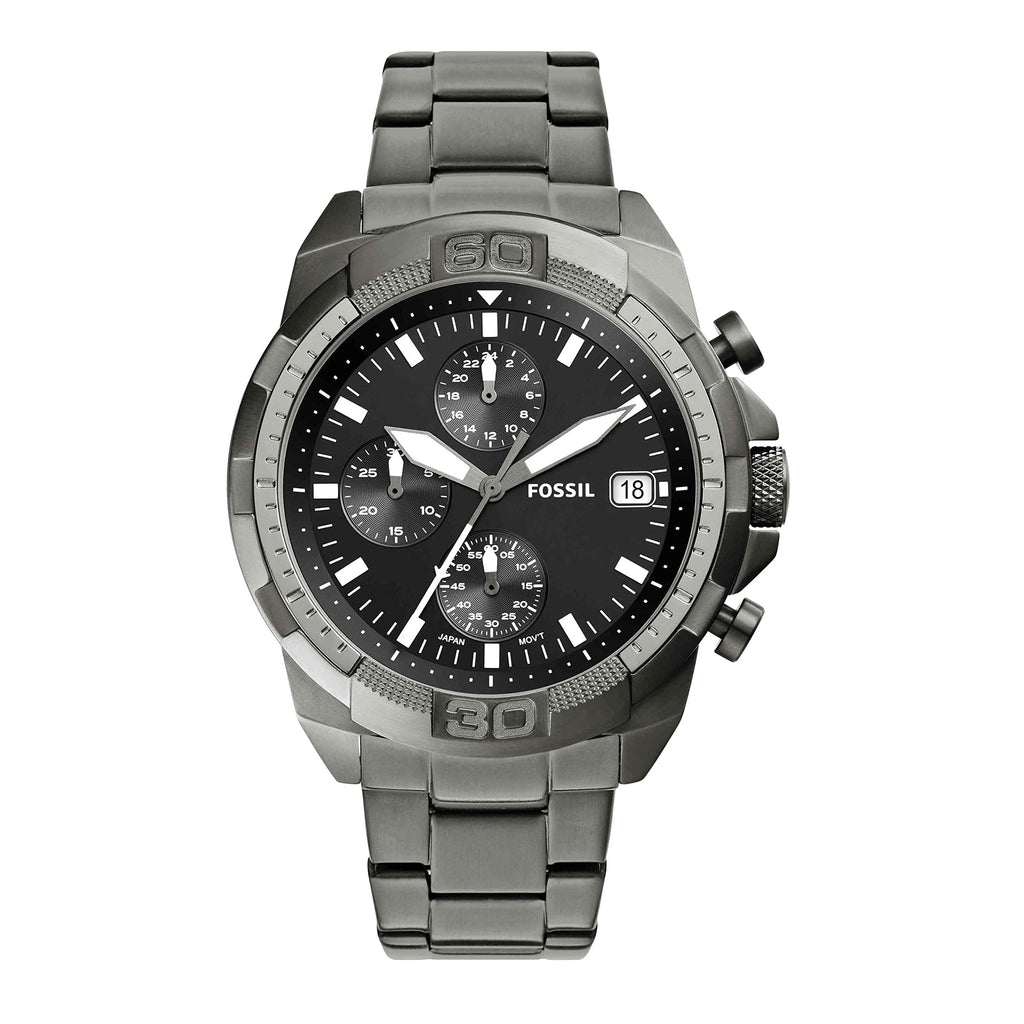 Fossil Men's Bronson Quartz Stainless Steel Chronograph Watch, Color: Smoke (Model: FS5852)