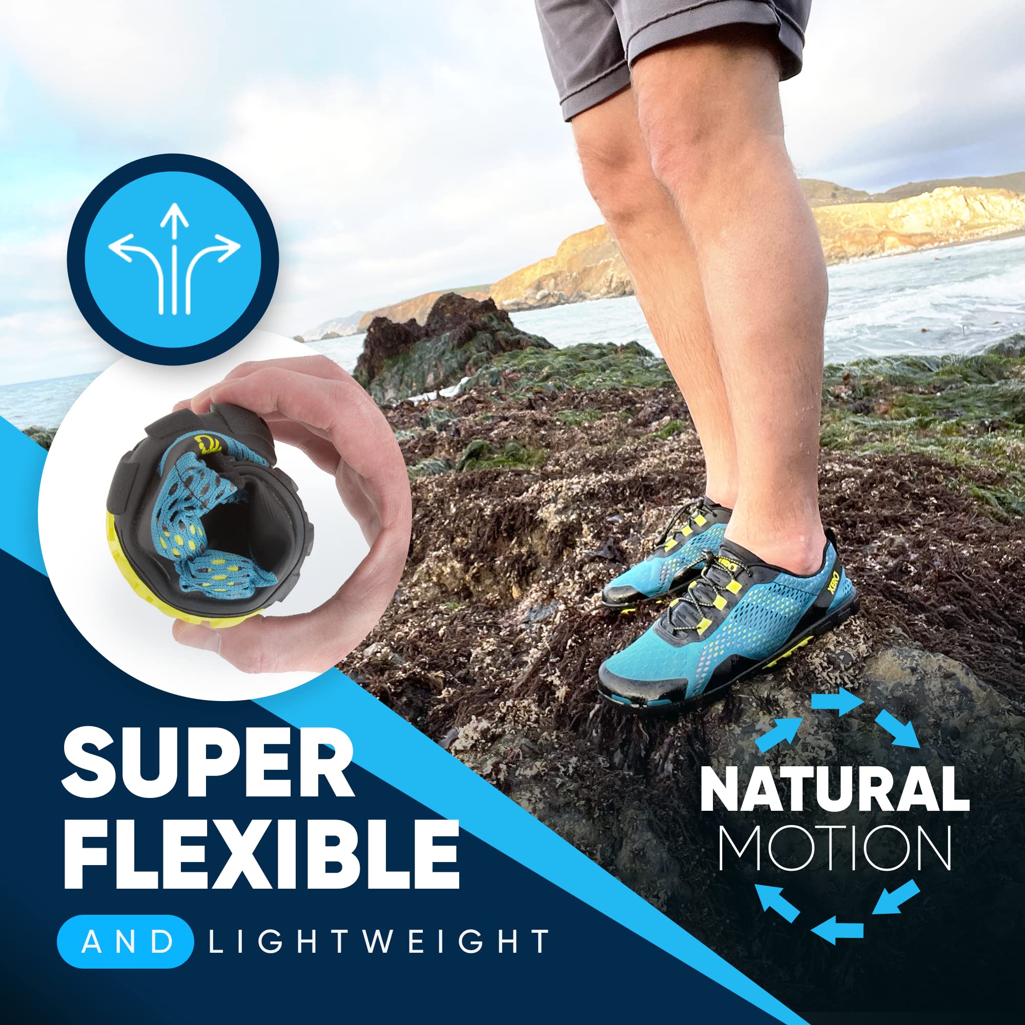 Xero Shoes Men's Aqua X Sport Barefoot Water Shoes, Black, 10.5