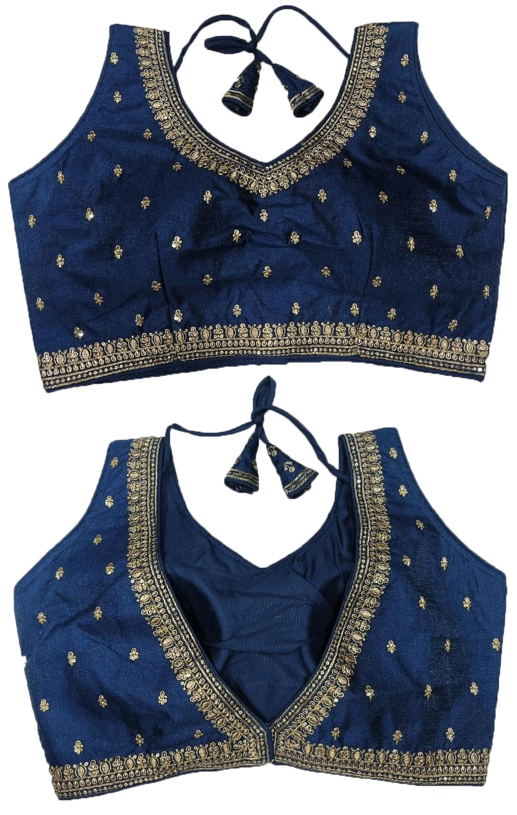 Pujia Mills WomenS Indian Ethnic Wear Designer Golden Zari Embroidery With Sequence Work V Neck Sleeveless Readymade Worked Sar