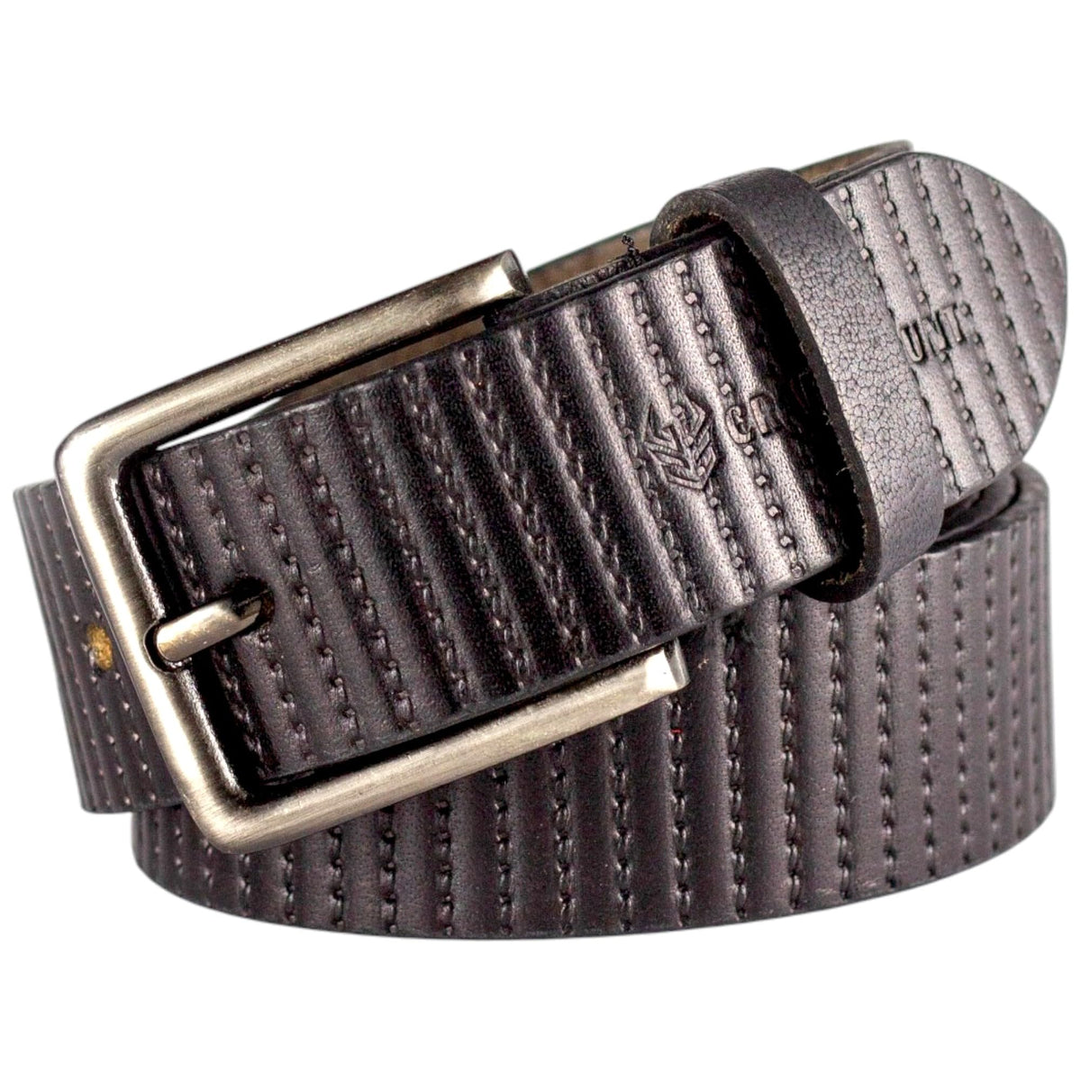 Crabby Hunt Textured Black Leather Belt For Men  Stylish Pattern, Genuine Craftsmanship, Rugged & Elegant(Size_32) 32