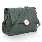 ADISA Womens Girls Quilted Cross Body Sling Bag with Height Adjustable Belt (SL5144) (Dark Green)