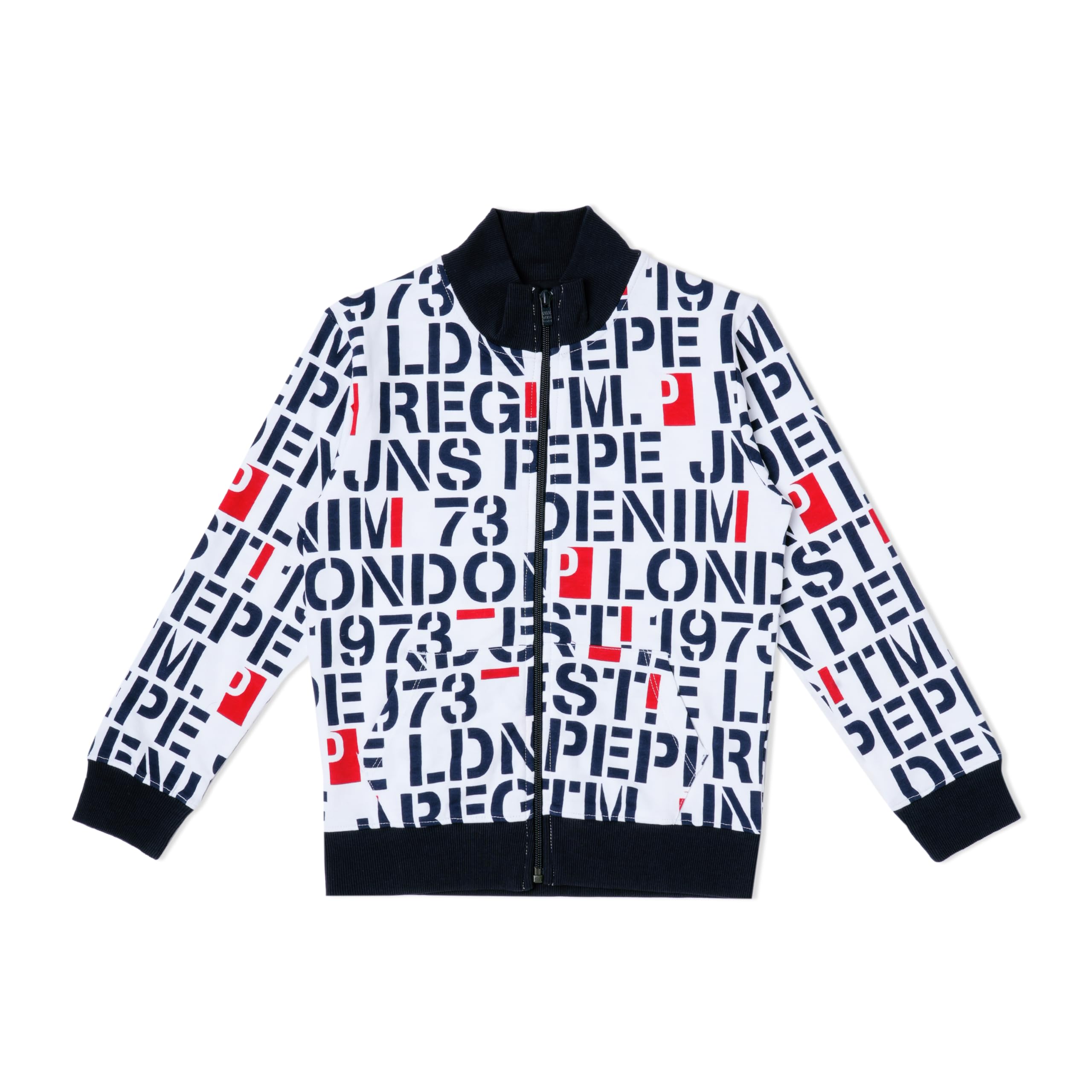 Pepe Jeans Boys Keegan Allover Printed Sweatshirt, Navy,10