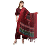 Gosriki Women'S Cotton Anarkali Kurta With Palazzo & Dupatta(Kpzd-Cot-10051-Wine_M-Go_Wine_Medium)