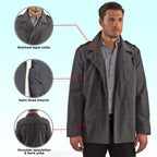 Alpine Swiss Men's Double Breasted Wool Peacoat Dress Jacket,Gray,X-Large