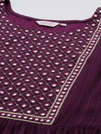 Ishin Women'S Viscose Rayon Embellished Black Mirror Work Anarkali Kurta