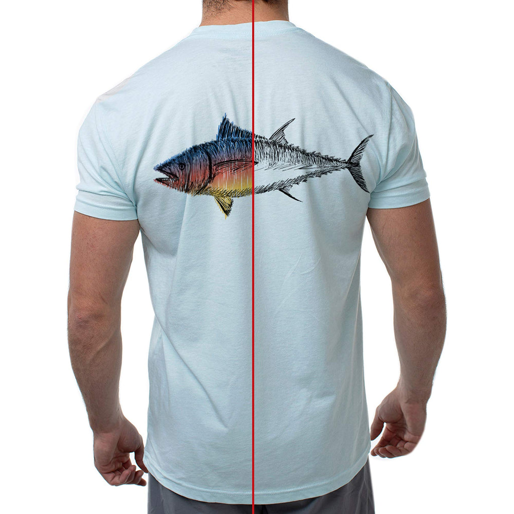 Men Classic Crew Tee - Big Fish-Ice Blue by DelSol for Men - 1 Pc T-Shirt (2XL)