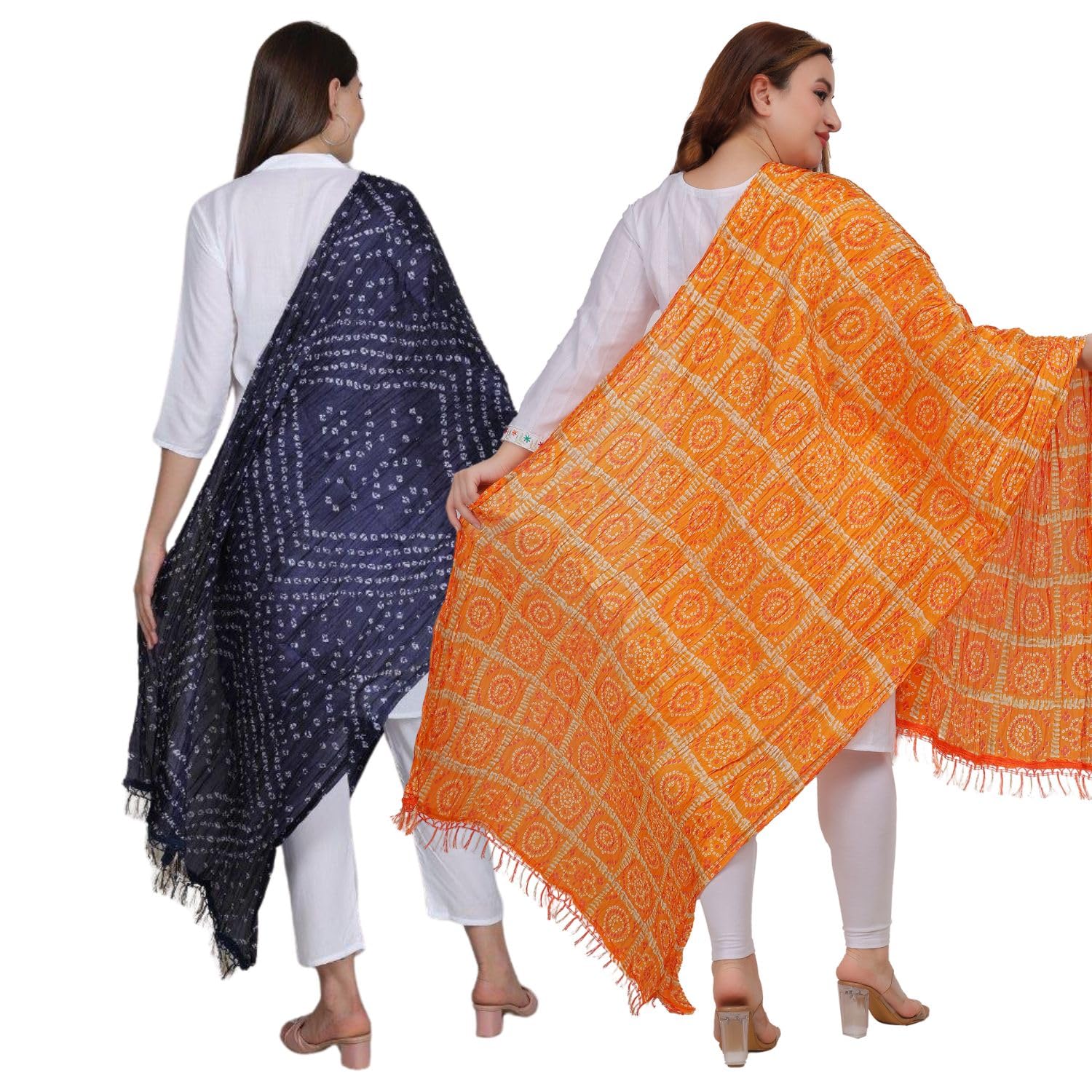 Fabme Women'S Full Size Silk Dupatta Pack Of 2 - Multicolor