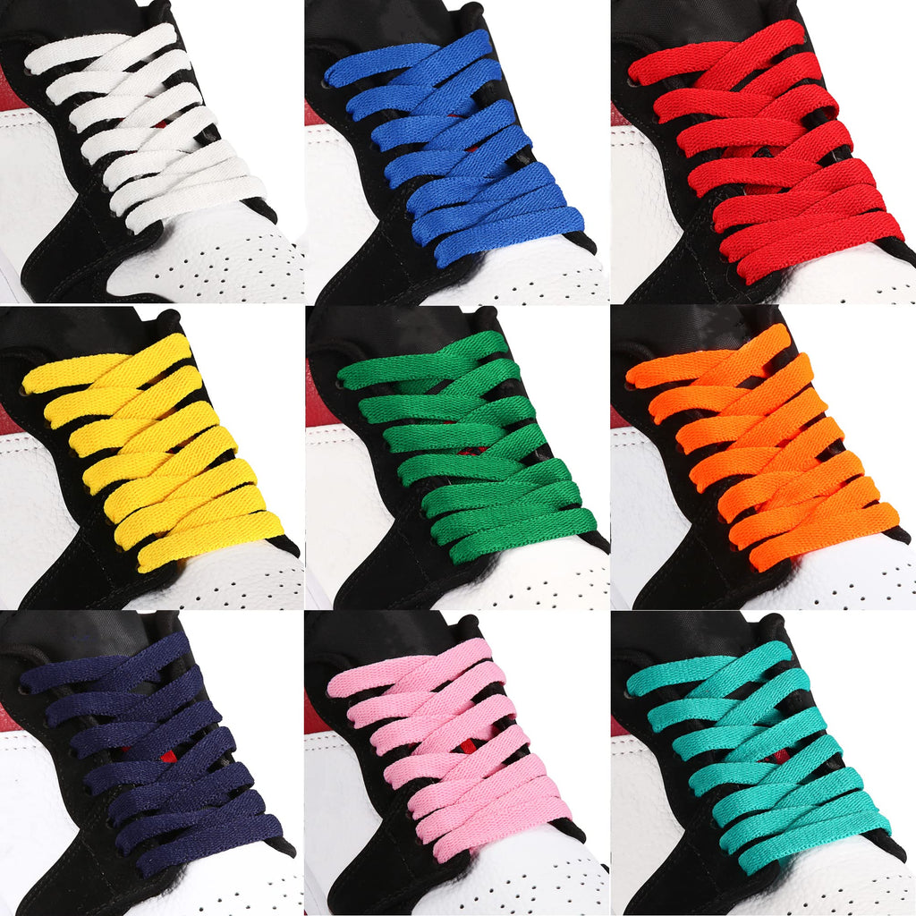 Puzeam Upgrade Tight Weave Flat Shoelaces 28 Colors 5/16 Wide Shoe Laces for Sneakers-Snow White -180