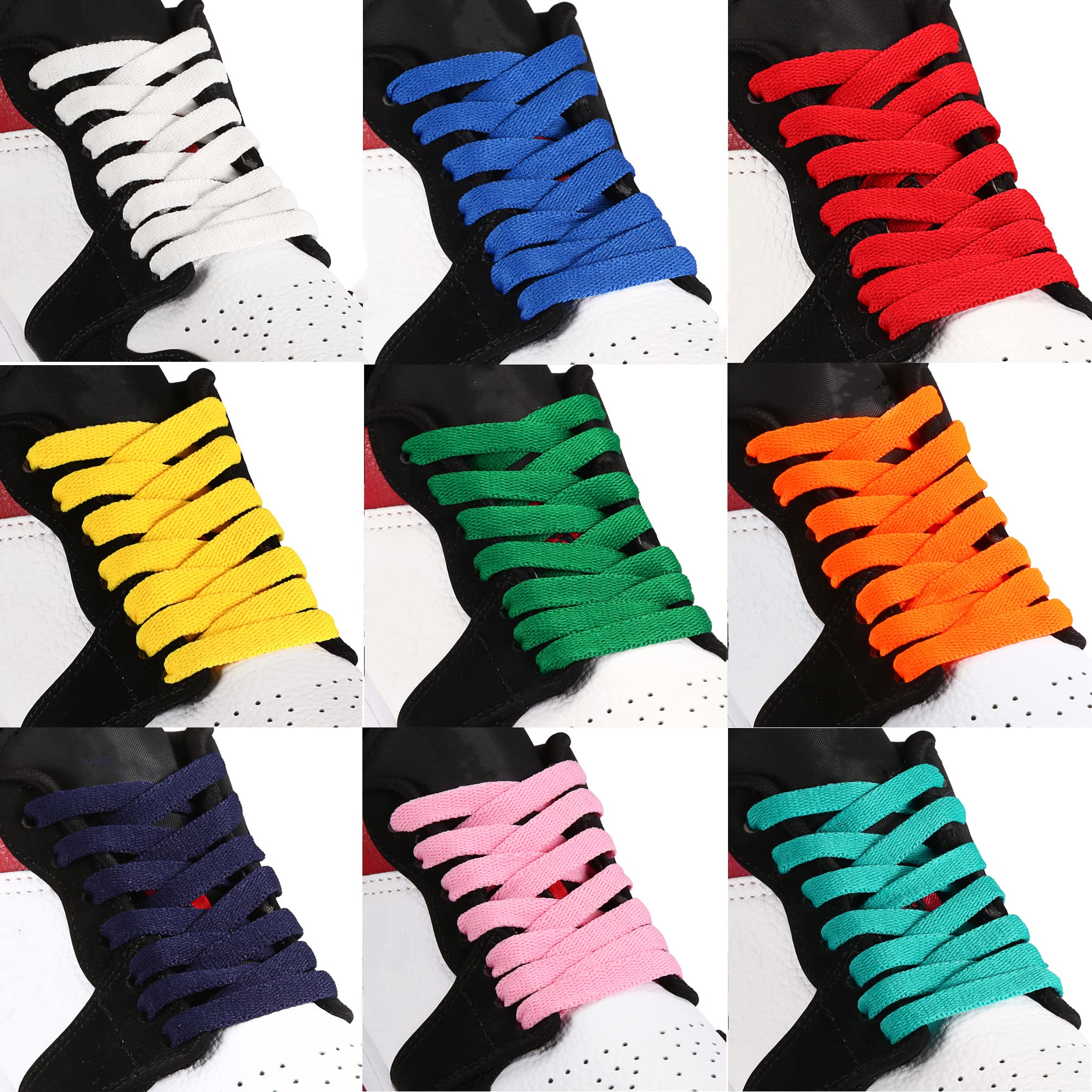 Puzeam Upgrade Tight Weave Flat Shoelaces 28 Colors 5/16 Wide Shoe Laces for Sneakers-Fruit Green-100