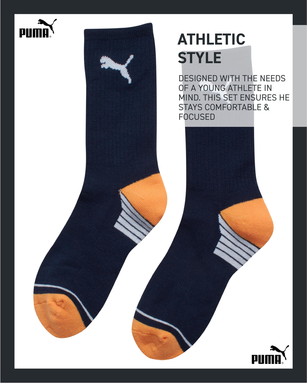 PUMA Boys' T-Shirt - 2 Piece Short Sleeve Graphic Tee and Athletic Crew Socks - Matching Shirt and Socks for Boys (S-XL), Size X