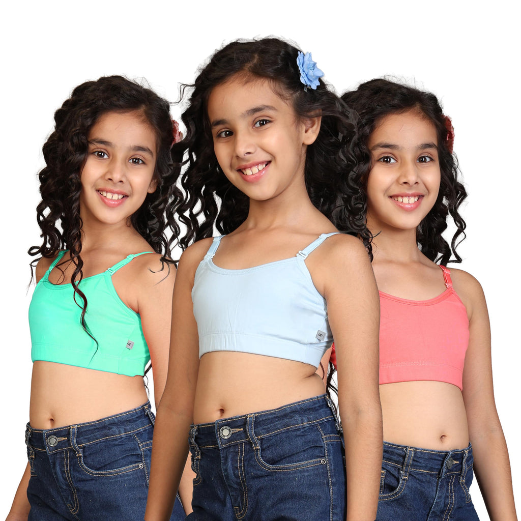 Kyda Kids Girls Antibacterial Cotton Solid Non Padded, Beginners Bra For Girls