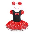 Dressy Daisy Girls' Polka Dots Halloween Christmas Fancy Dress Dance Costume with Headband Size 6-7 Red & Black