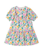 Beebay Kids Girls Tropical Print lace Detail Dress Multicolour