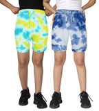 Kyda Kids 100% Cotton Kids Printed Shorts For Girls Multicolor (Pack Of 2)