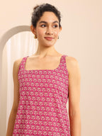 Libas Womens Printed Cotton Straight Kurti For Women Pink